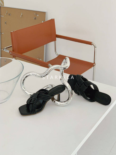 Cross Braided Slip On Heel